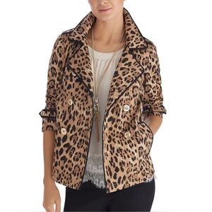 White House Black Market Leopard Print Jacket 14 Large